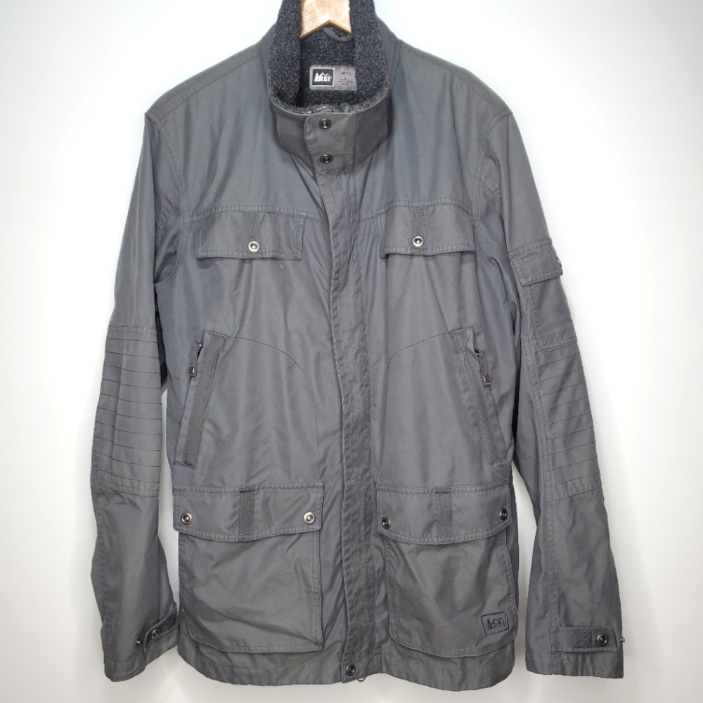 REI Gray Full Zip Canvas Jacket Men's Size Large
